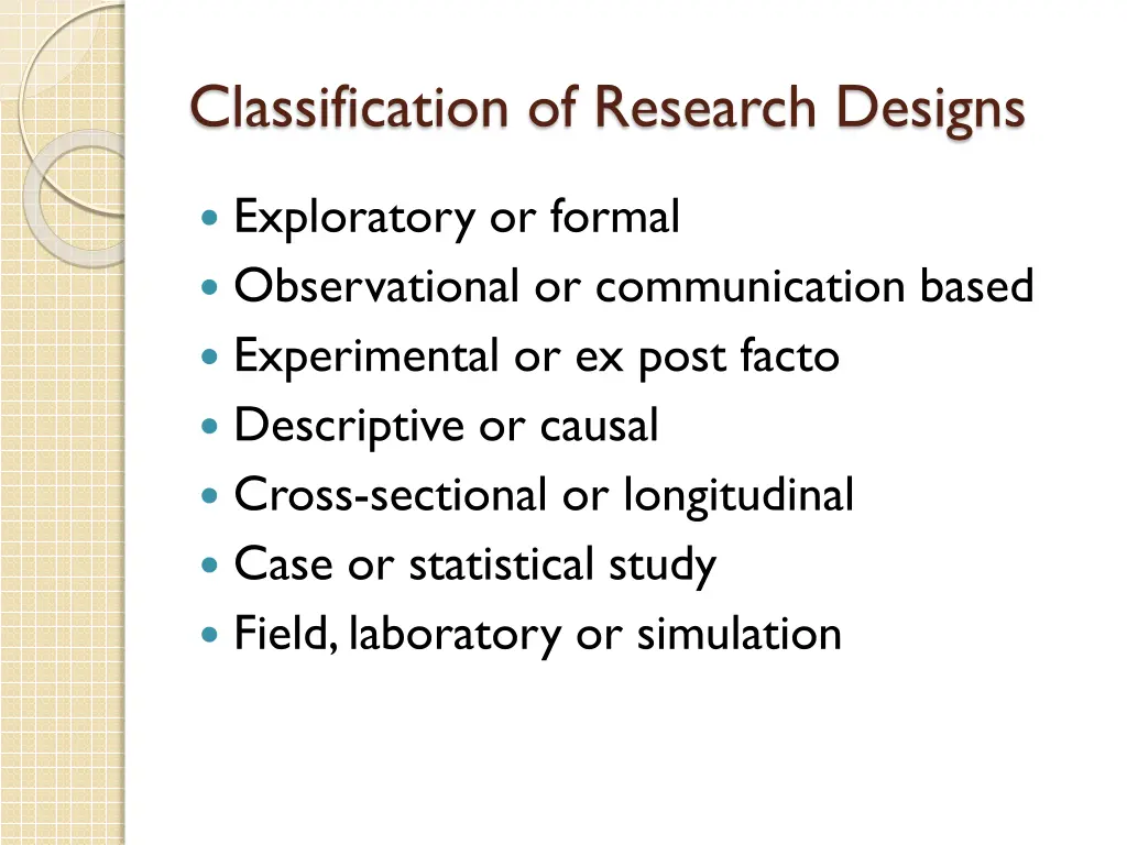 classification of research designs