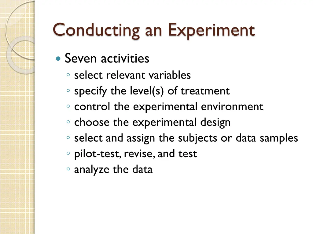 conducting an experiment