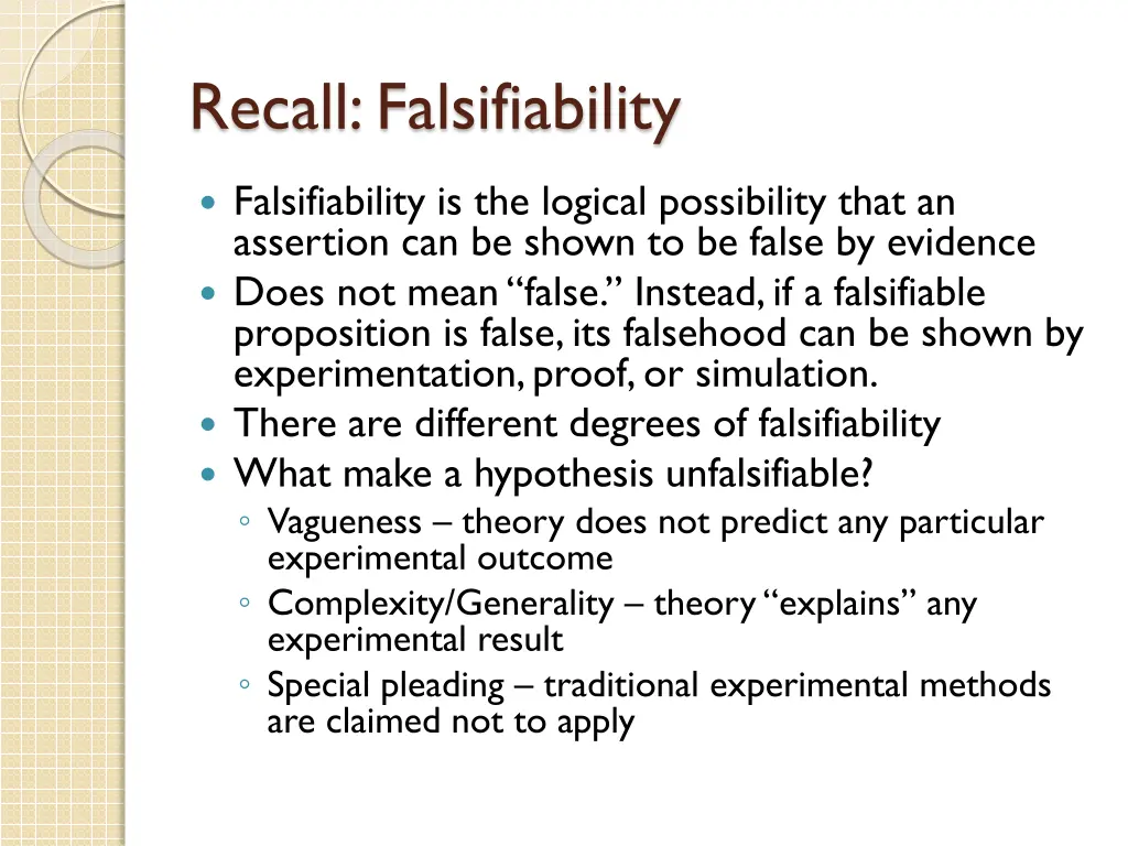recall falsifiability