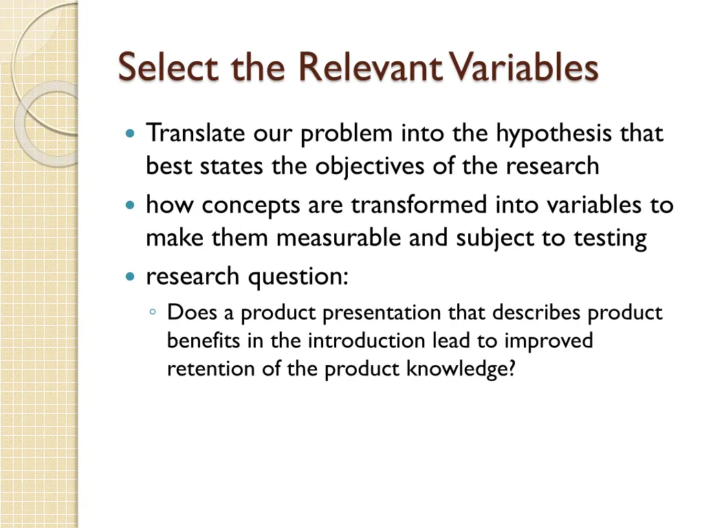 select the relevant variables