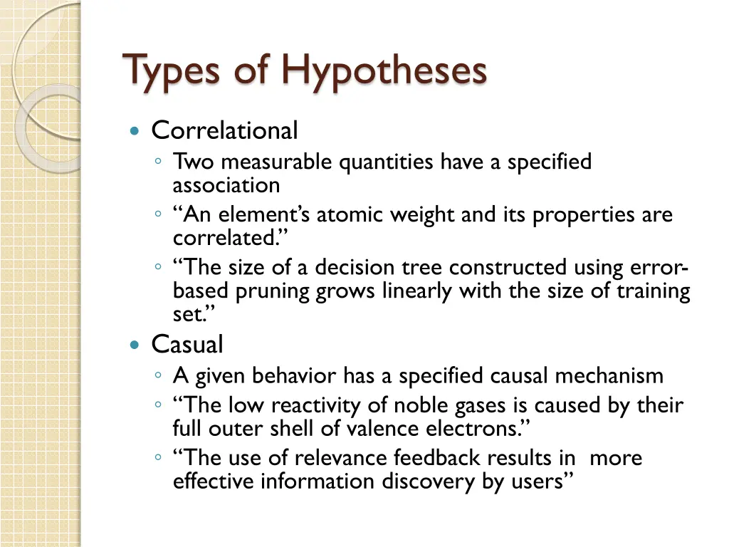 types of hypotheses 1