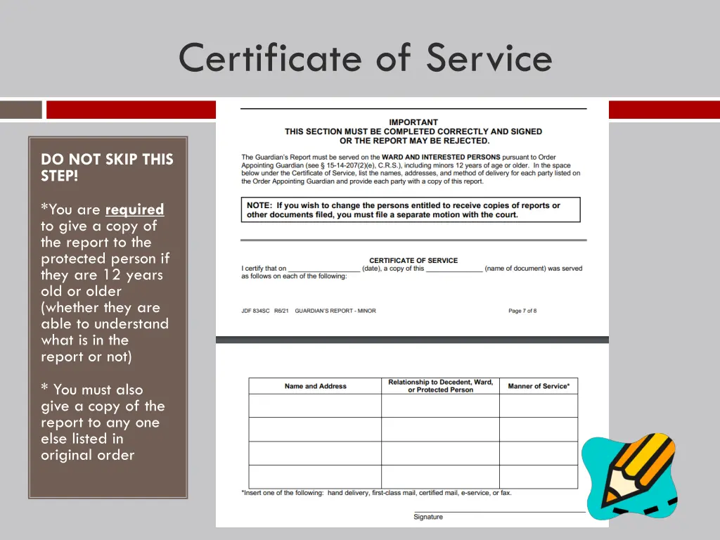 certificate of service