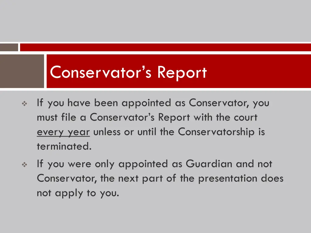 conservator s report