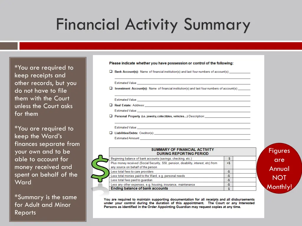 financial activity summary