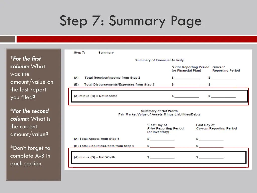 step 7 summary page