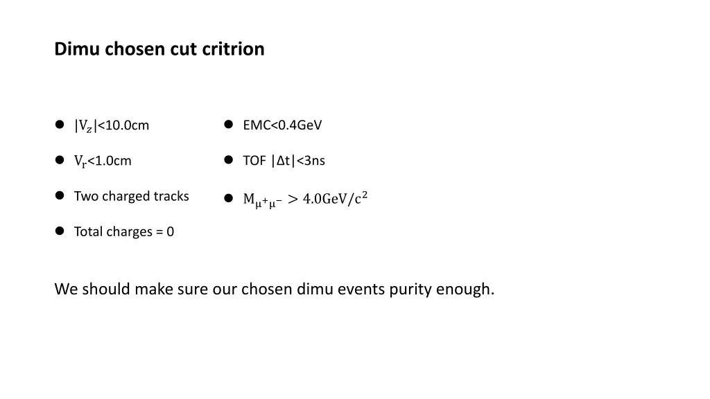 dimu chosen cut critrion