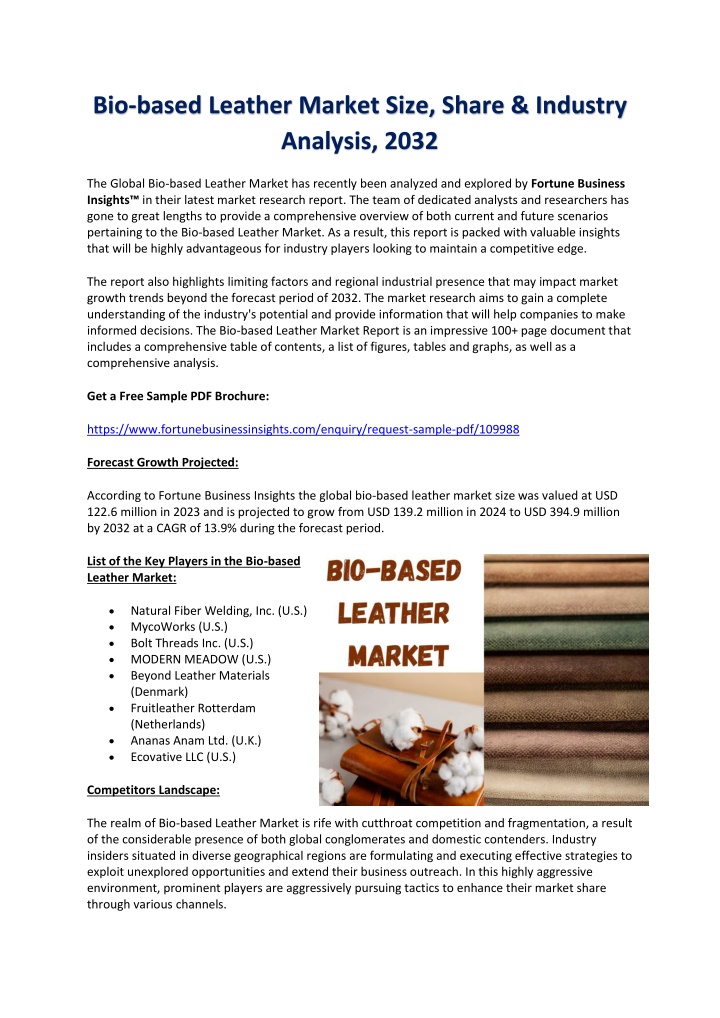 bio based leather market size share industry