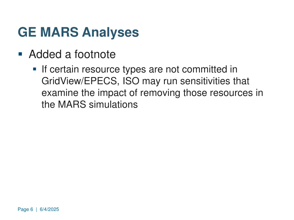 ge mars analyses