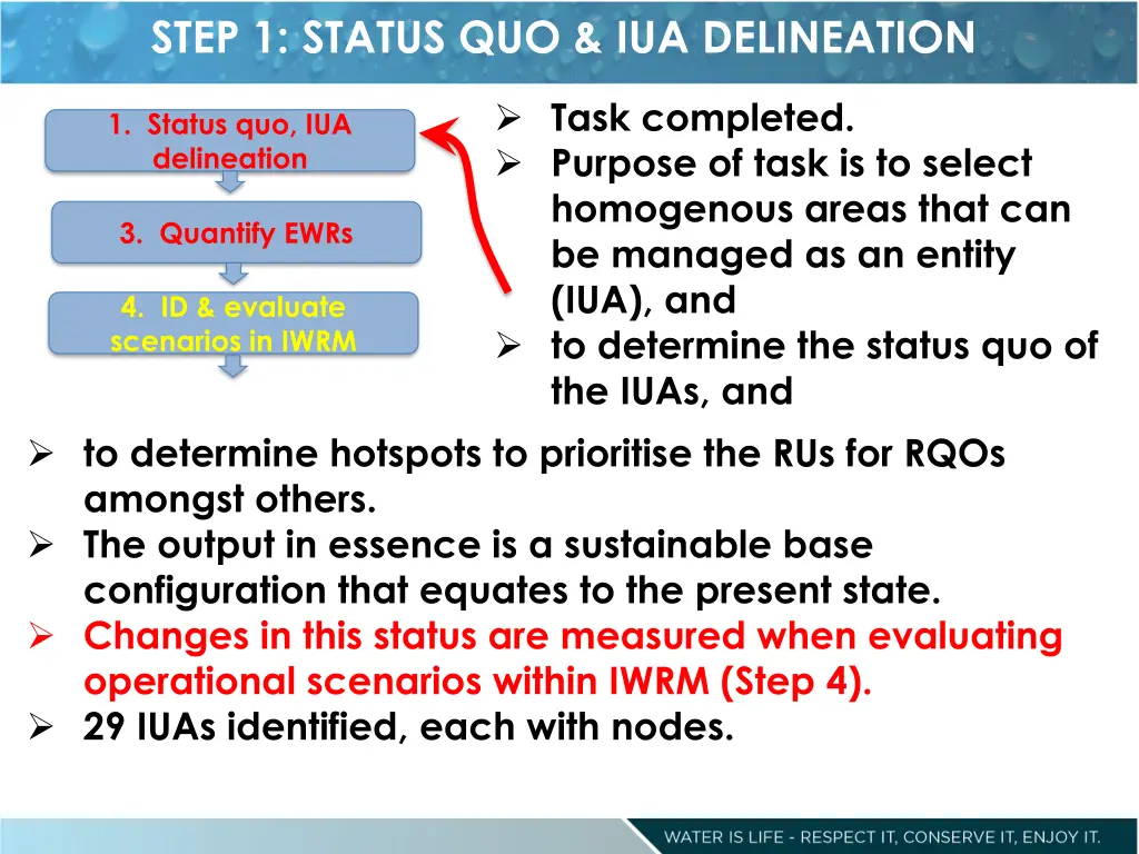 step 1 status quo iua delineation