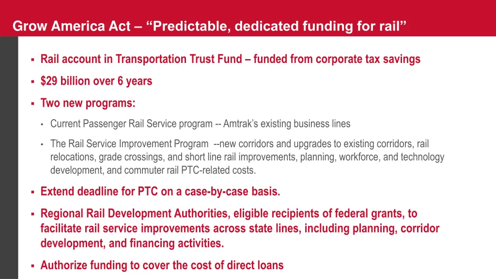 grow america act predictable dedicated funding