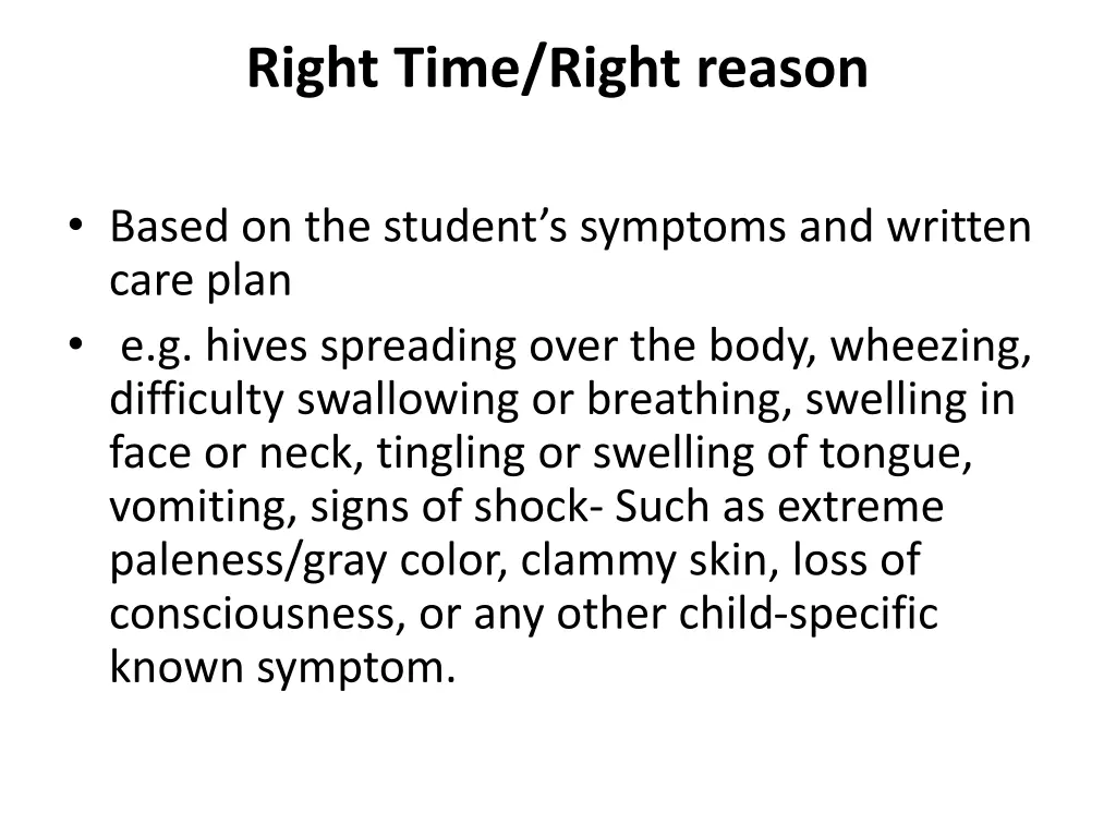 right time right reason