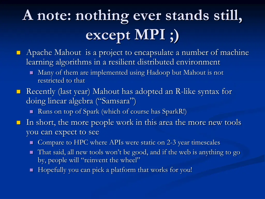 a note nothing ever stands still except mpi
