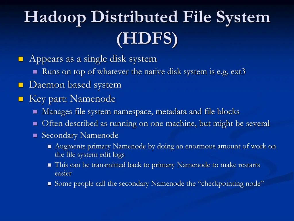 hadoop distributed file system hdfs