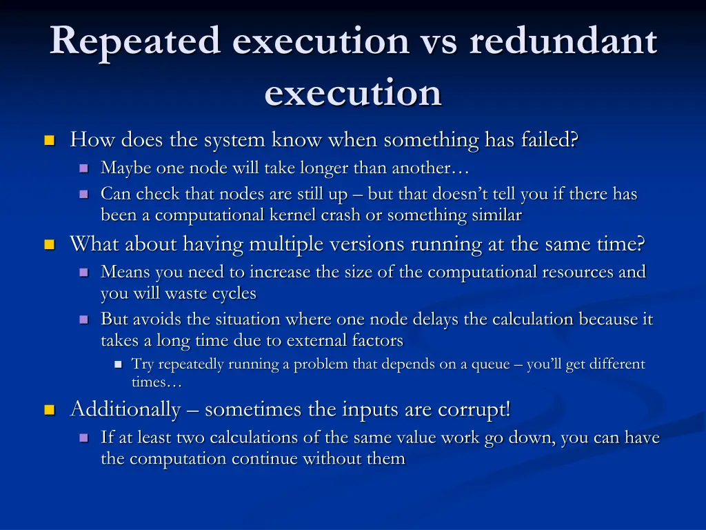 repeated execution vs redundant execution