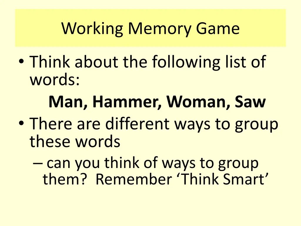 working memory game