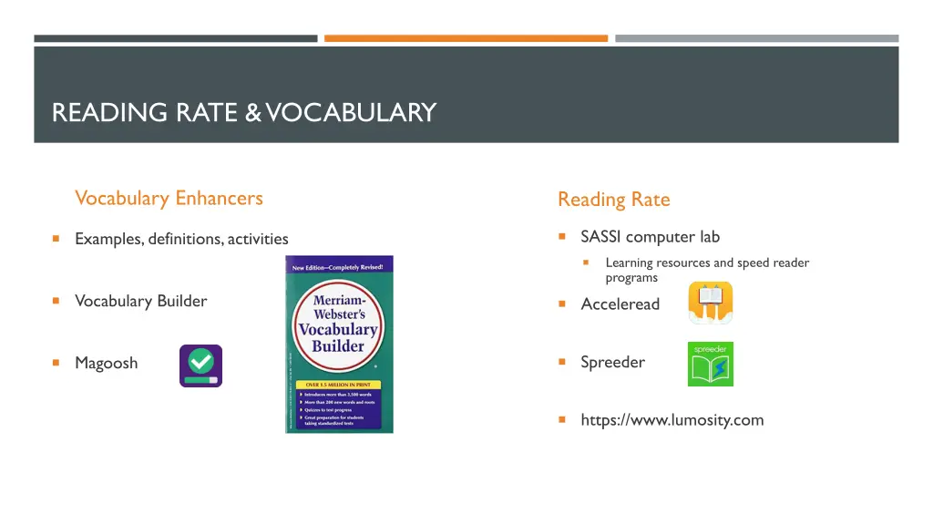 reading rate vocabulary