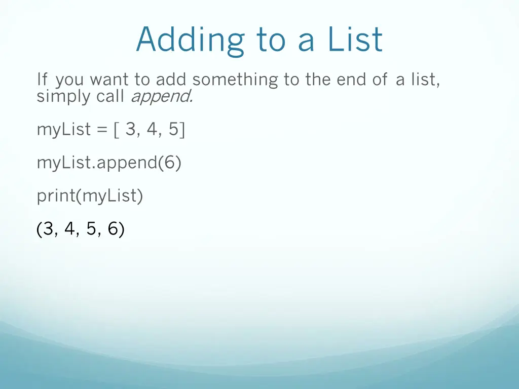 adding to a list