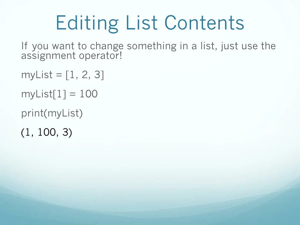editing list contents