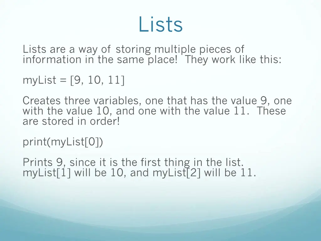 lists 1
