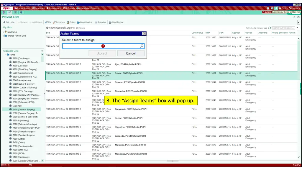 3 the assign teams box will pop up