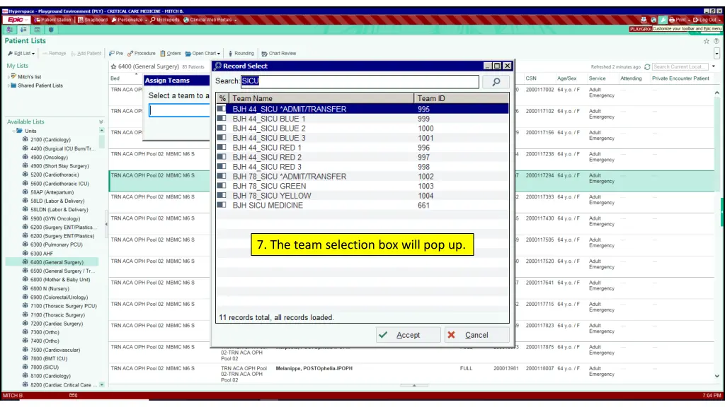 7 the team selection box will pop up