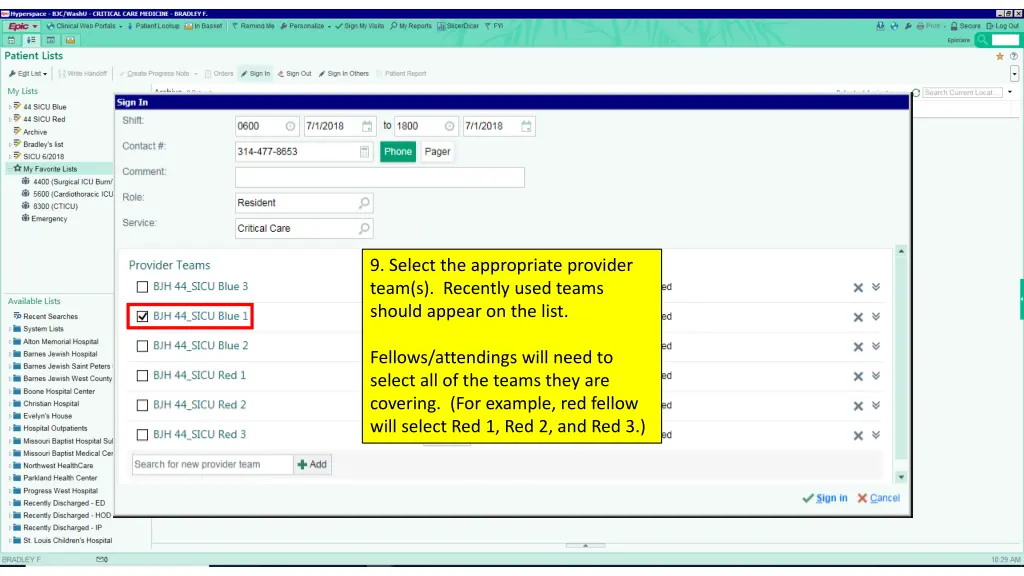9 select the appropriate provider team s recently
