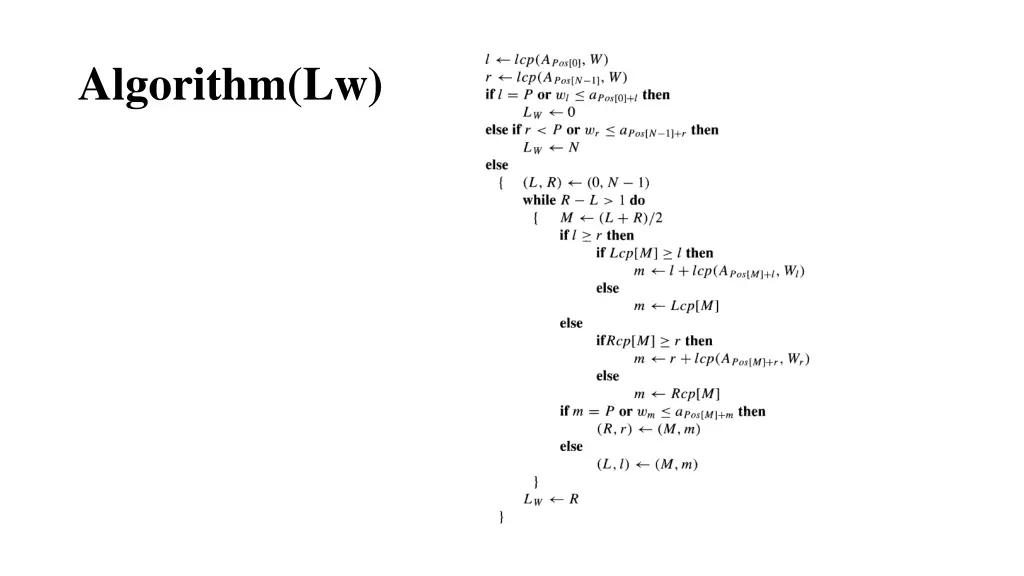 algorithm lw