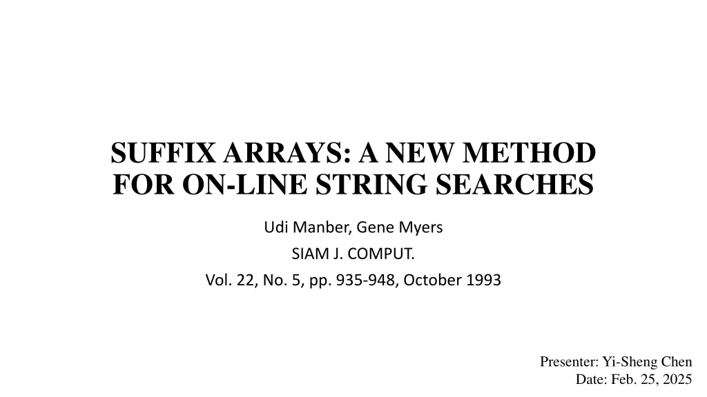 suffix arrays a new method for on line string