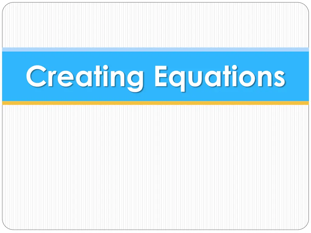 creating equations