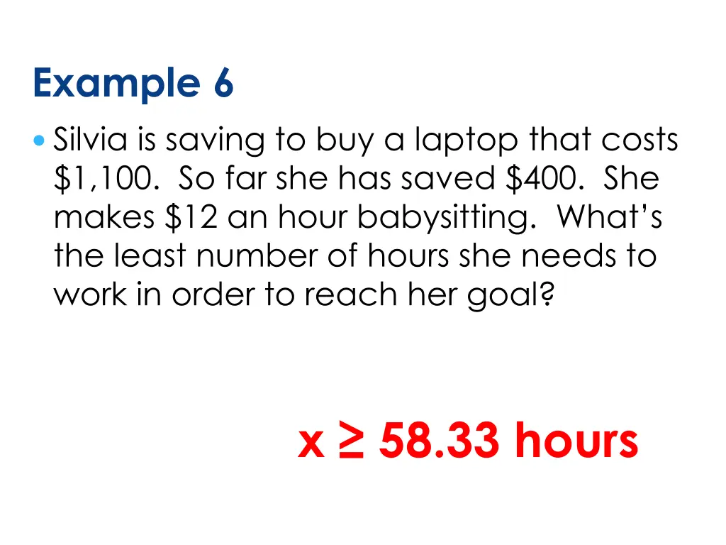 example 6 silvia is saving to buy a laptop that
