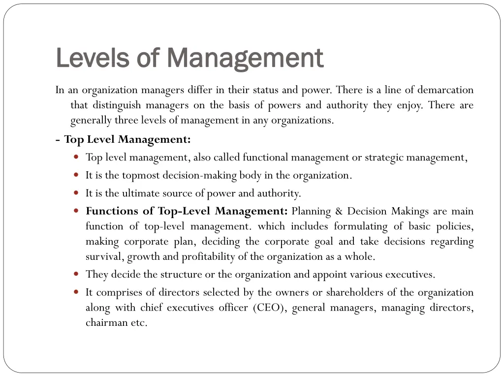 levels of management levels of management 1
