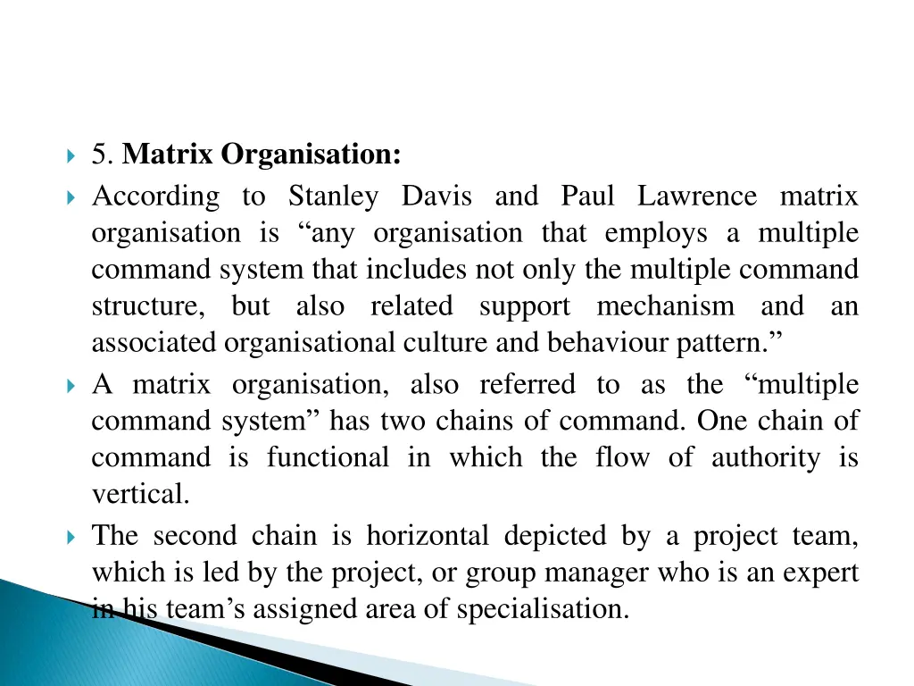 5 matrix organisation according to stanley davis