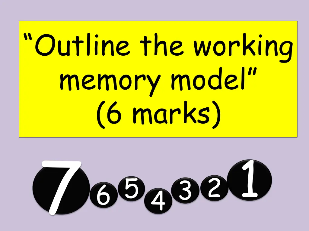 outline the working memory model 6 marks 7 6
