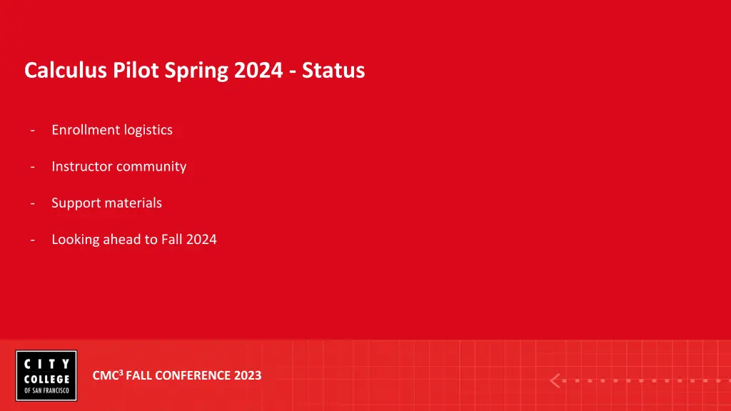 calculus pilot spring 2024 status