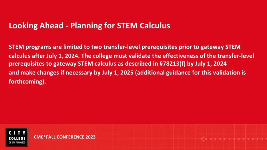 looking ahead planning for stem calculus