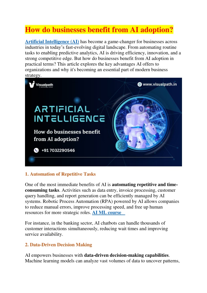 how do businesses benefit from ai adoption