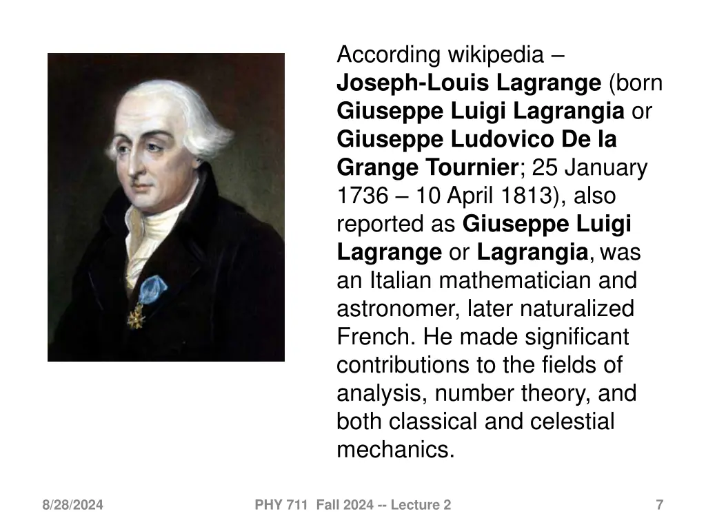 according wikipedia joseph louis lagrange born