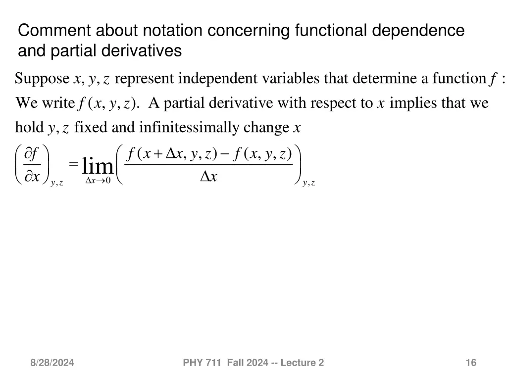 comment about notation concerning functional