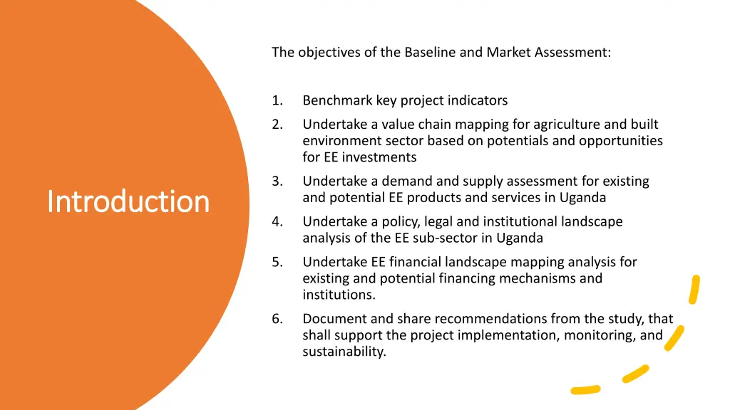 the objectives of the baseline and market