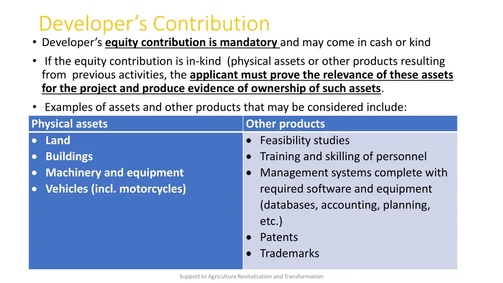 developer s contribution developer s equity