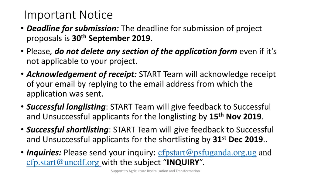 important notice deadline for submission