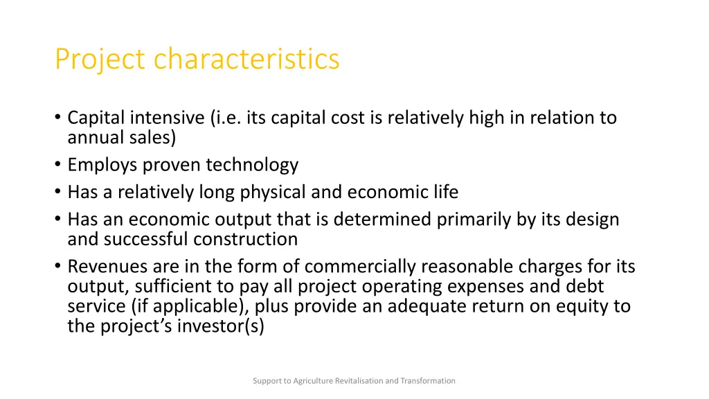 project characteristics