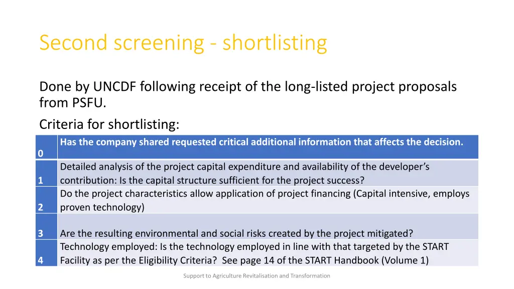 second screening shortlisting