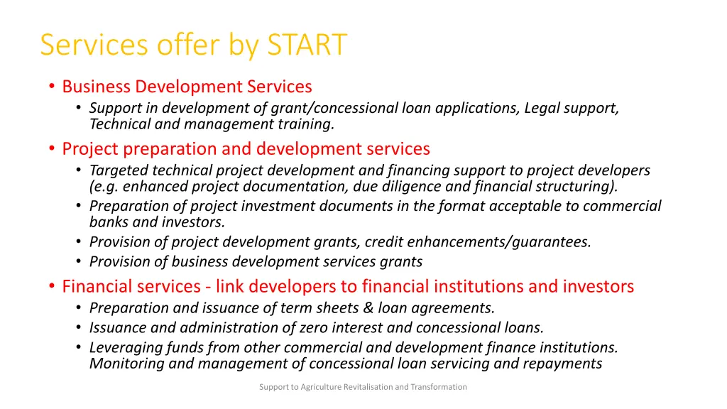services offer by start