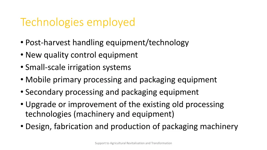 technologies employed
