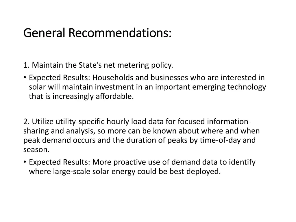 general recommendations general recommendations