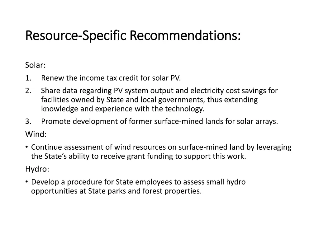 resource resource specific recommendations