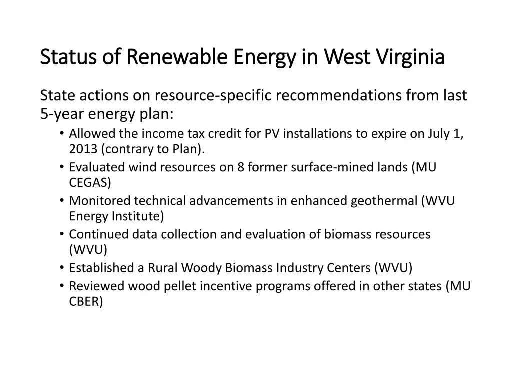 status of renewable energy in west virginia 1