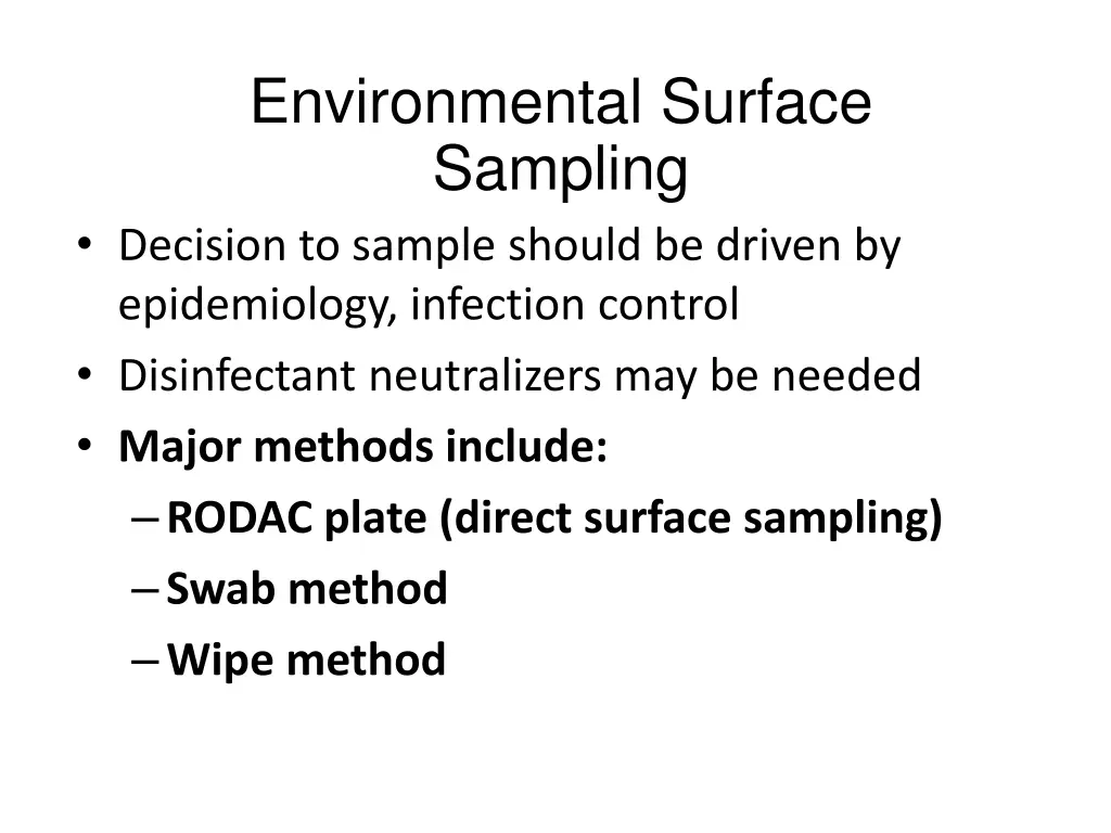 environmental surface sampling decision to sample