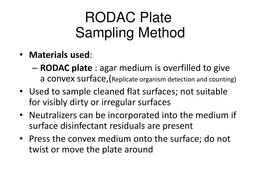 rodac plate sampling method